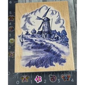 Stampendous Dutch Windmill R030 1998 Rubber Stamp Wood #H6